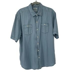 Tommy Bahama Blue Chambray Short Sleeve Button Down Shirt Large